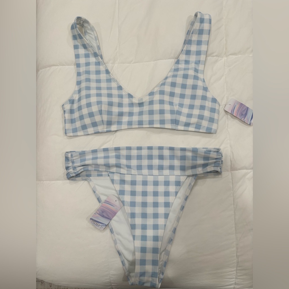 Forever 21 Blue and White Checkered Bikini